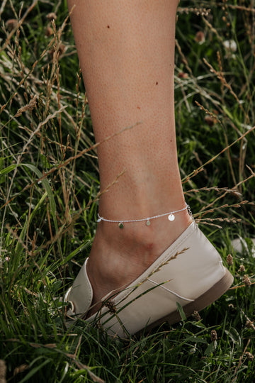 Sterling Silver Mini Disc Anklet Wisteria London